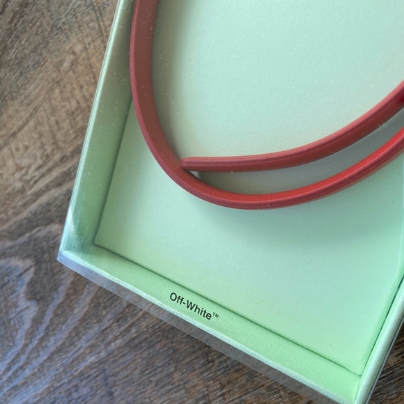New Off White Red Leather Zip Tie Belt